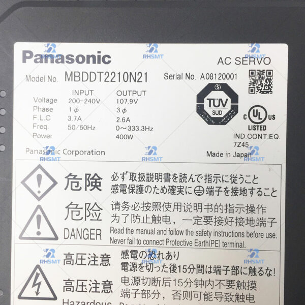 Panasonic AC Servo MBDDT2210N21 - Image 5