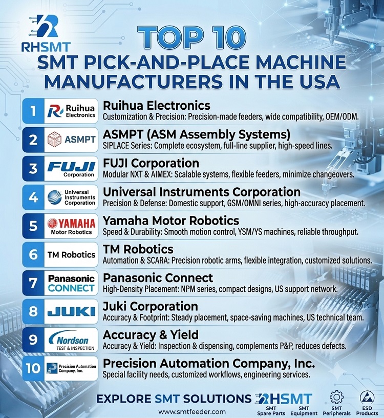 Top 10 Pick-and-Place Machine Manufacturers in the USA