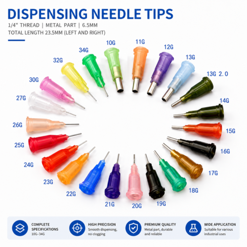 Plastic Hub Stainless Steel Dispensing Needle Tips – 8G to 34G, 30mm Length